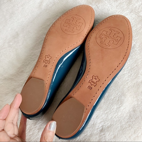 NIB Tory Burch Patent Leather Fox 🦊 Front Flats Blue 36 - Picture 6 of 7